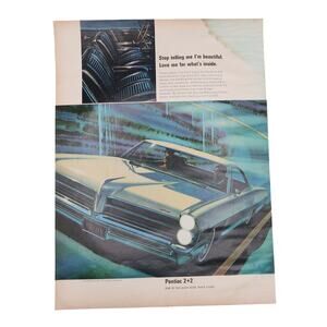 Pontiac 2+2 Magazine Advertisement Color 1960s Automobilia Vintage Original